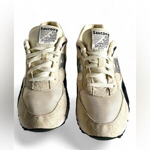 Saucony Kids Shadow 6000 Cream and Black Sneakers